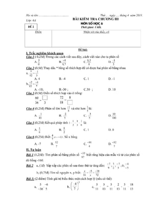 Kiểm tra 45 ph toán 6chuong 3