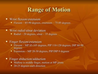 Pip Normal Rom Kin 188 Wrist And Hand Evaluation And Injuries | PPT