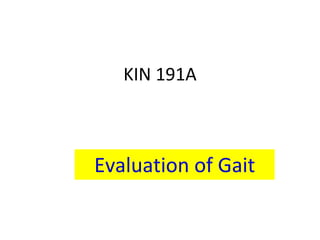 KIN 191A Evaluation of Gait 