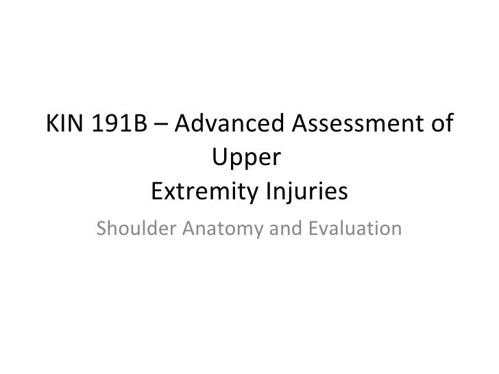 Kin 191 B Shoulder Anatomy And Evaluation - 