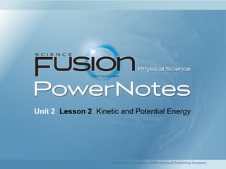 Unit 2 Lesson 2 Kinetic and Potential Energy
Copyright © Houghton Mifflin Harcourt Publishing Company
 