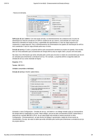 Kinder   dimensionamento da entrada de serviço