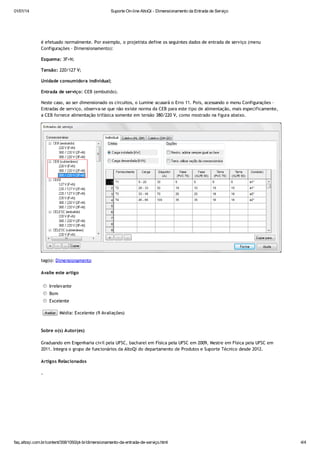 Kinder   dimensionamento da entrada de serviço