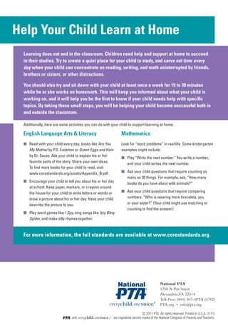 Kindergarten--Parent's Guide to Student Success | PDF