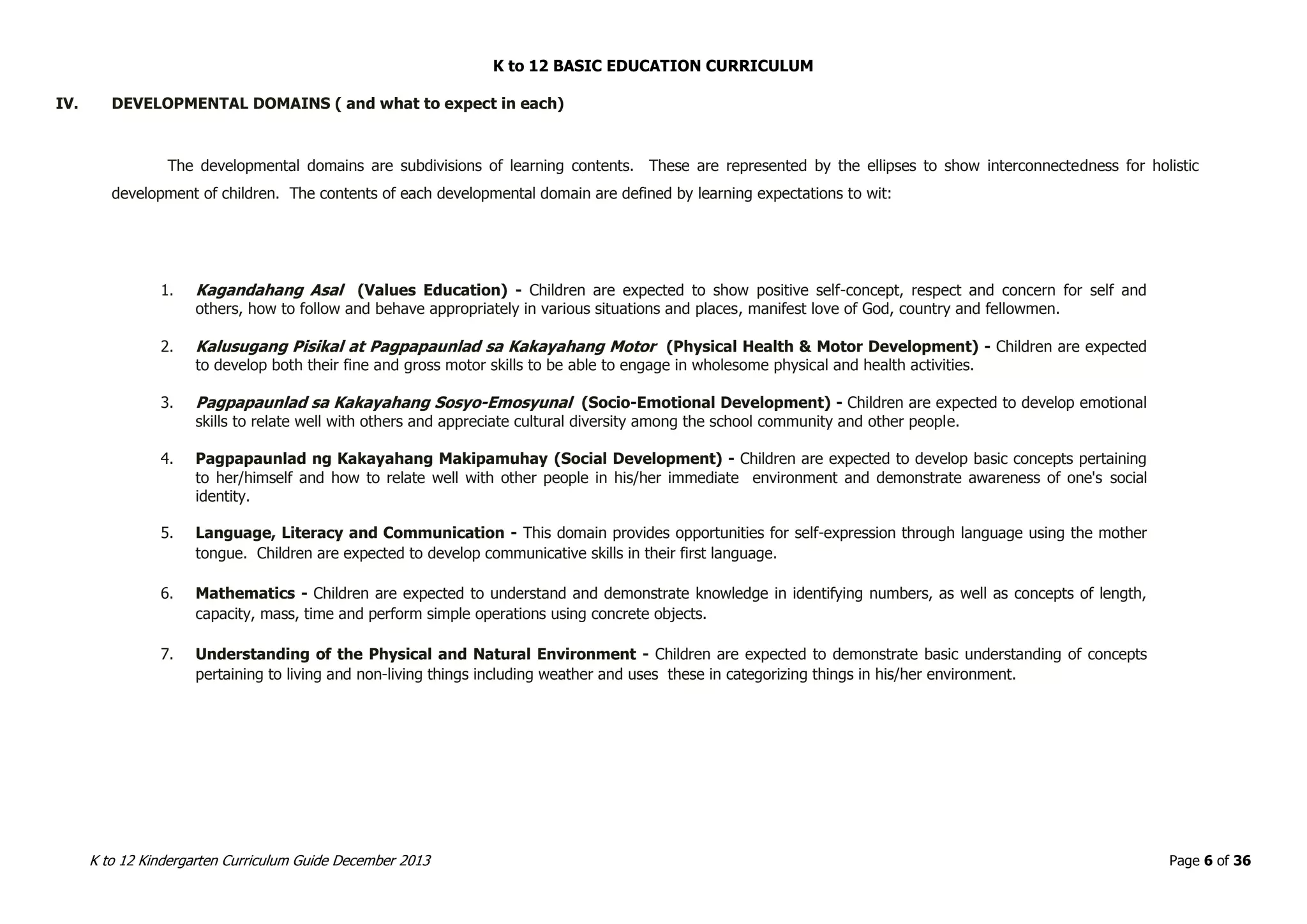 Kindergarten K to 12 Curriculum Guide | PDF