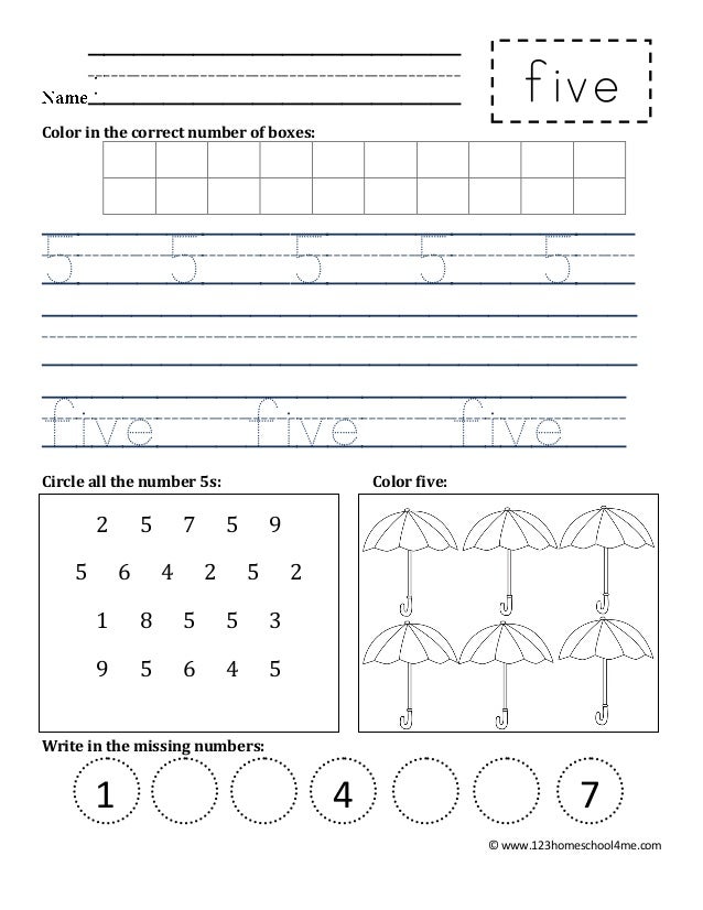 Kindergarten number practice