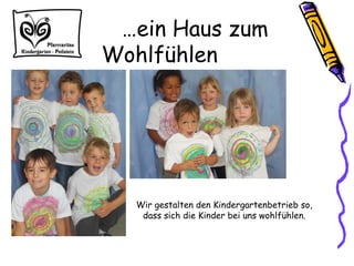 …ein Haus zum
Wohlfühlen
Wir gestalten den Kindergartenbetrieb so,
dass sich die Kinder bei uns wohlfühlen.
 