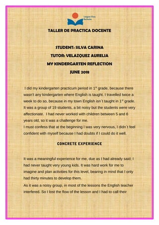  Kindergarten reflection 