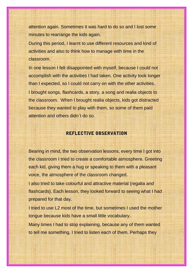 Kindergarten reflection | DOC
