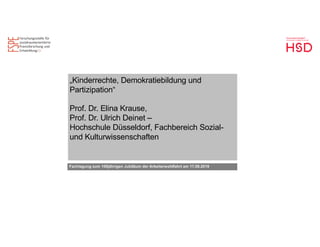Kinderrechte, Demokratiebildung und Partizipation_Prof. Dr. Elina Krause_Hochschule Düsseldorf, Fachbereich Sozial- und Kulturwissenschaft