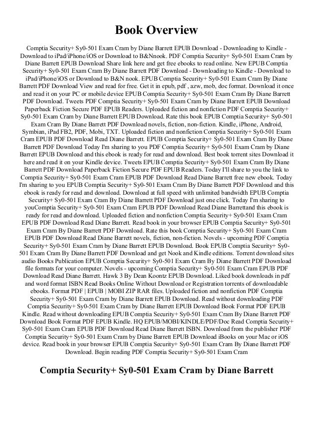 Kindle Download Comptia Security Sy0 501 Exam Cram By Diane Barret