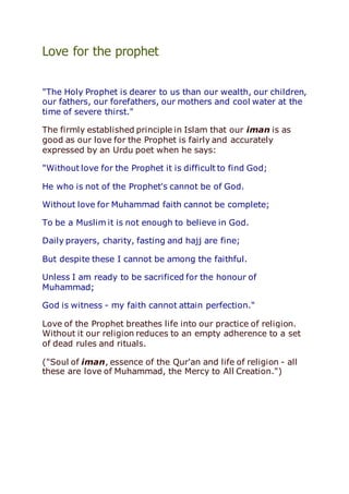 Kindness Of Prophet The Prophet Muhammad Taught Love Docx