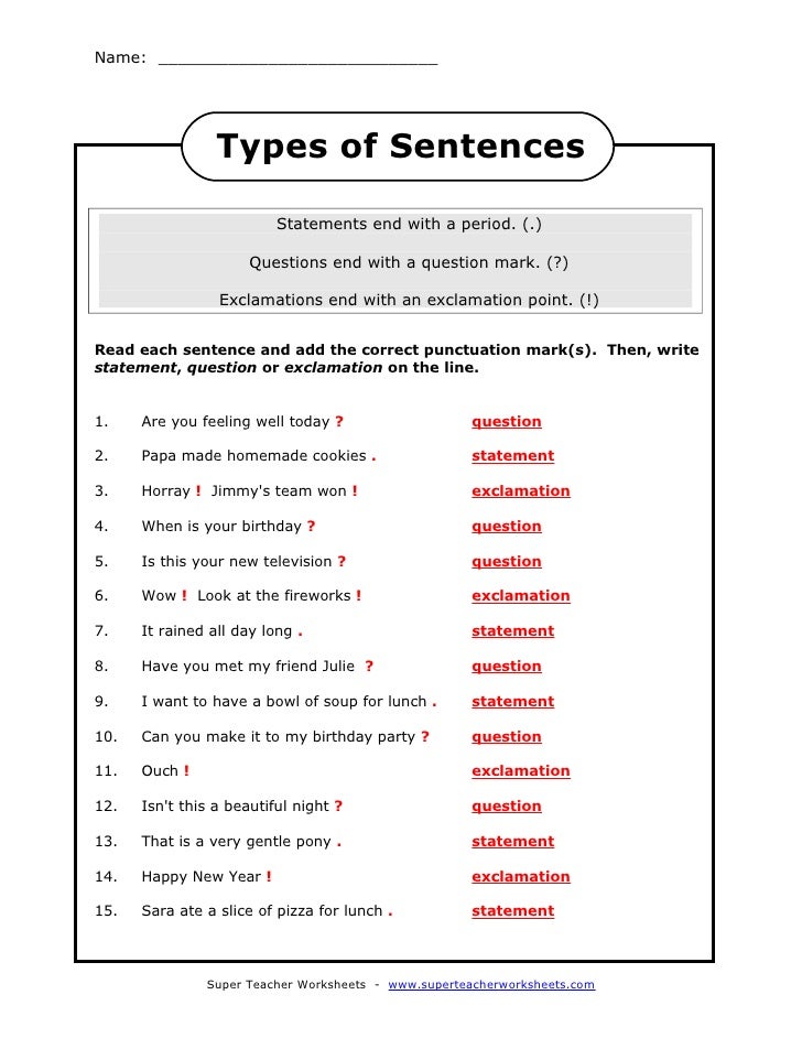 Kind of sentences