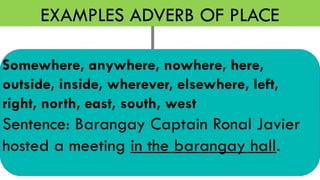 KINDS OF ADVERBS-its usage and examples pptx | PPTX