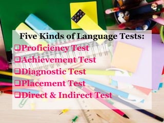 Kinds of Language Tests | PPTX
