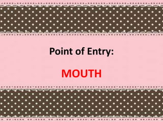 Point of Entry:
MOUTH
 
