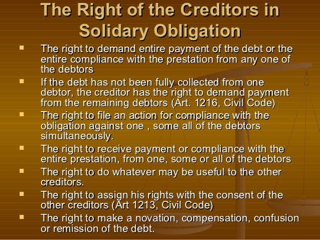 example of joint and solidary obligation Obligation & contracts [1 joint and solidary obligation.