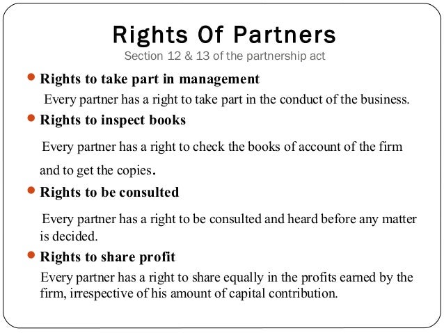Rights and duties of partners