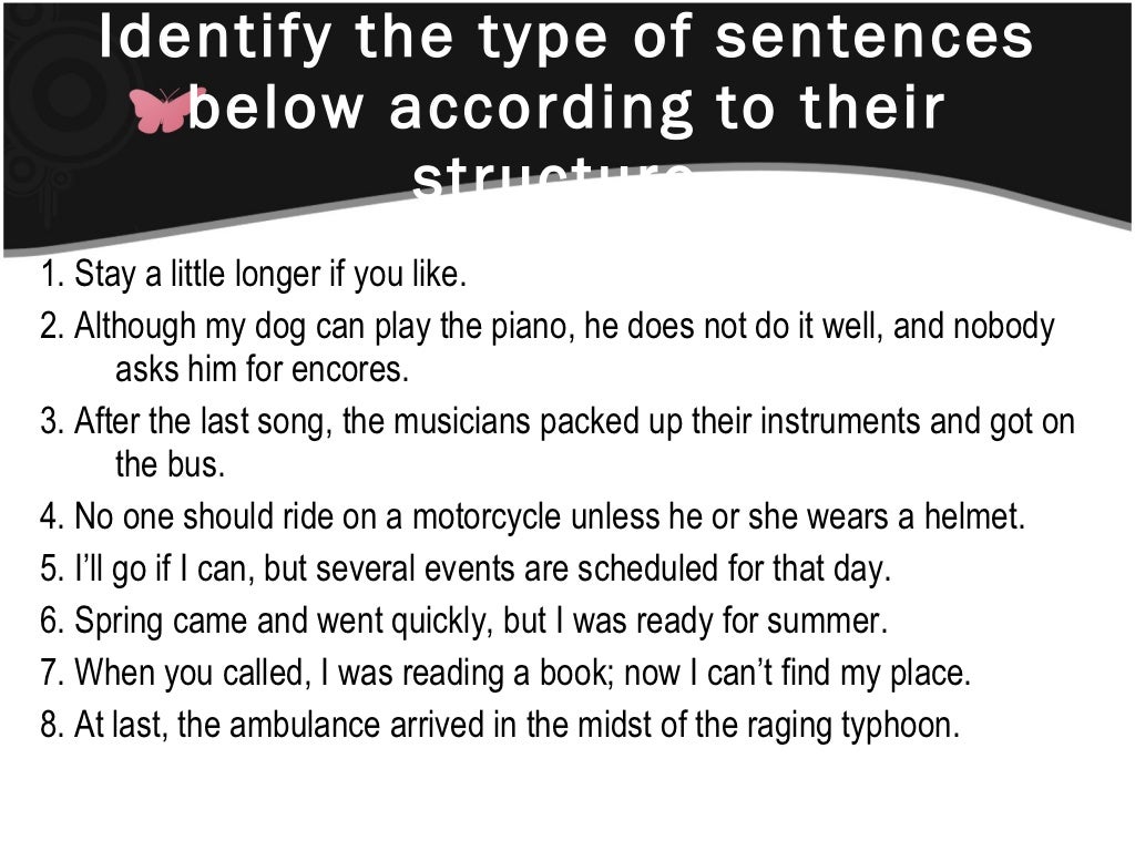 Kinds of Sentences according to Structure