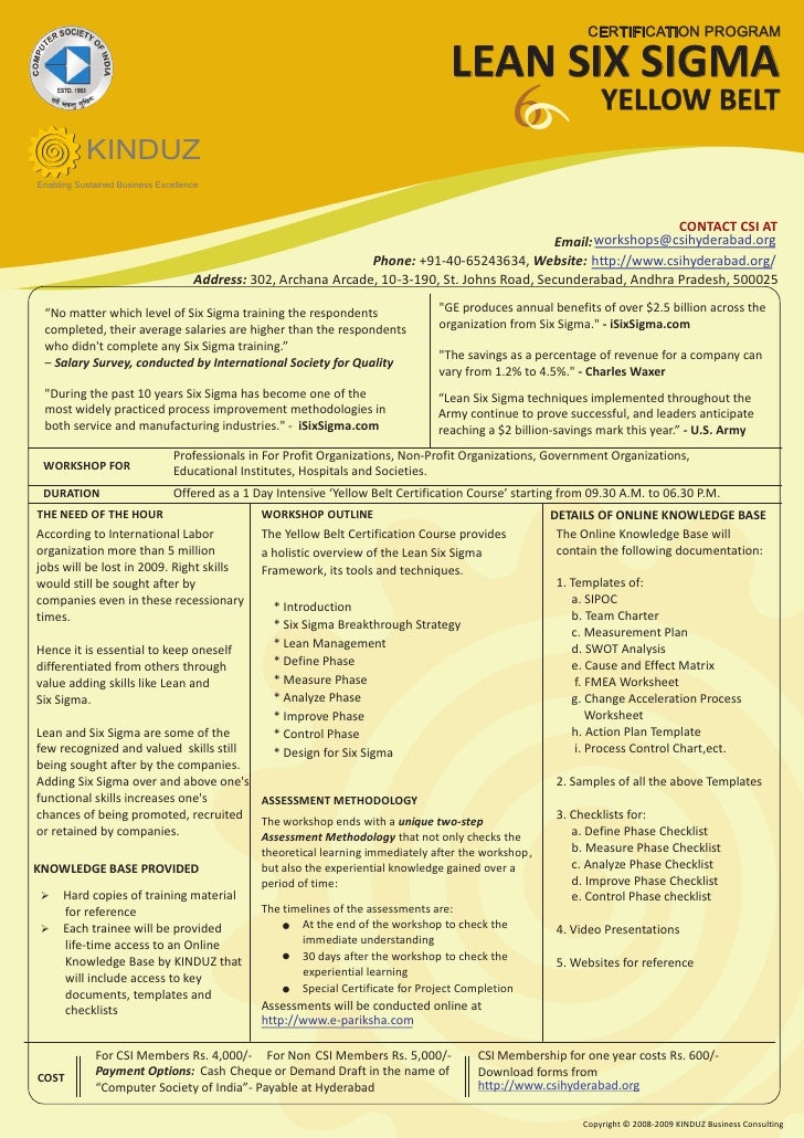 Lean Six Sigma Yellow Belt Certification Program from Computer Societ…