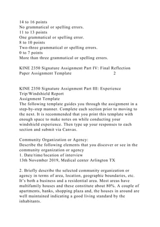 Signature Assignment Example For Ed KINE 2350 Signature Assignment Part IV Final Reflection PaperAs.docx