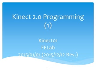 Kinect 2.0 Programming
(1)
Kinect01
FELab
2015/01/01 (2015/12/12 Rev.)
1
 