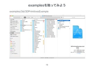 13
examples/3d/3DPrimitivesExample
examplesを触ってみよう
フォルダ
 