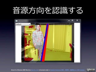 ⾳音源⽅方向を認識識する




Kinect for Windows SDK Book by Geis Co. Ltd. is licensed under a Creative Commons 表示 - 非営利 - 改変禁止 2.1 日本 ...