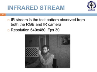 37





IR stream is the test pattern observed from
both the RGB and IR camera
Resolution 640x480 Fps 30

 