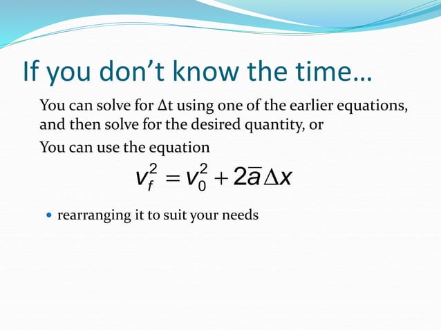 Derivation of Kinematic Equations | PPT