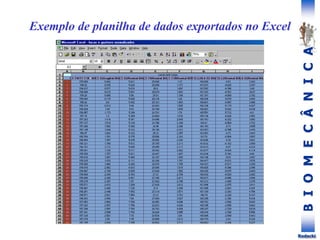 B
I
O
M
E
C
Â
N
I
C
A
Rodacki
Exemplo de planilha de dados exportados no Excel
 