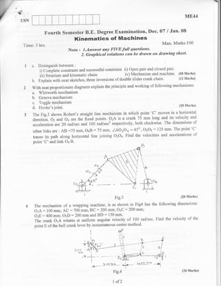Kinematics of machines Question Papers | PDF