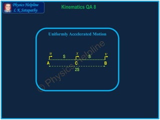 Physics Helpline
L K Satapathy
Kinematics QA 8
Uniformly Accelerated Motion
BCA
S S
2S
u x v
 