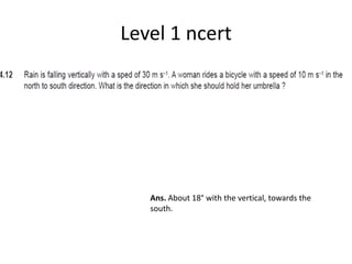 Level 1 ncert
Ans. About 18° with the vertical, towards the
south.
 