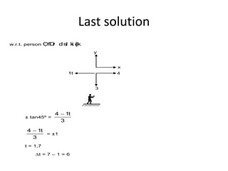 Last solution
w.r.t. person O; fDr dsl ki s{k
± tan45º =
4 1t
3

4 1t
3

= ±1
t = 1,7
t = 7 – 1 = 6
 
