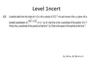 Level 1ncert
2s, 24 m, 21.26 m s–1
 