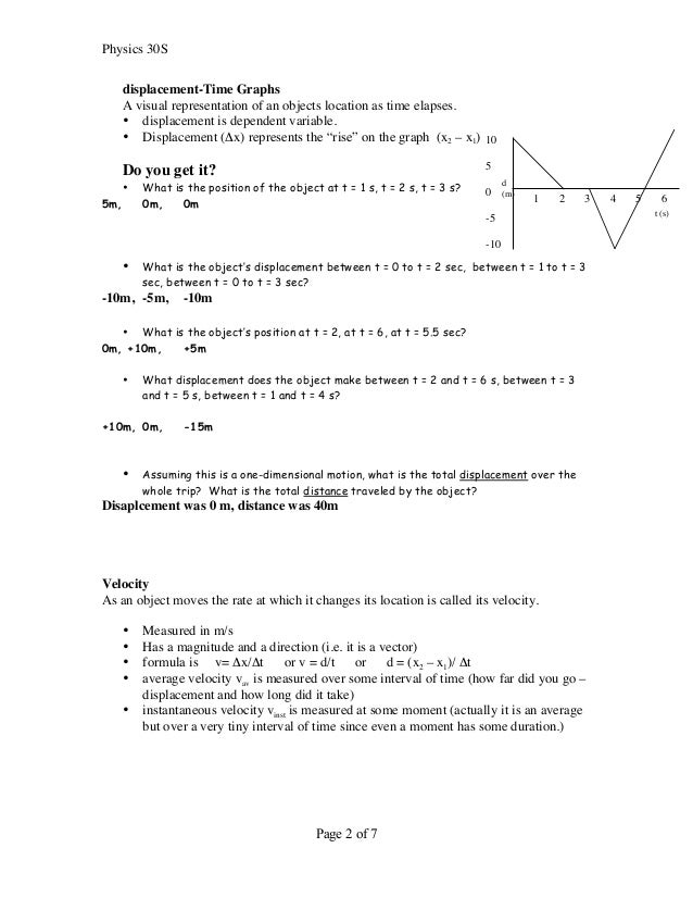 Kinematics review answers