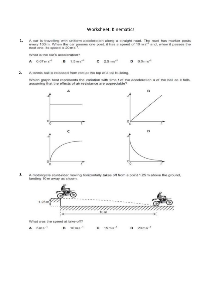 Kinematics Worksheet With Answers