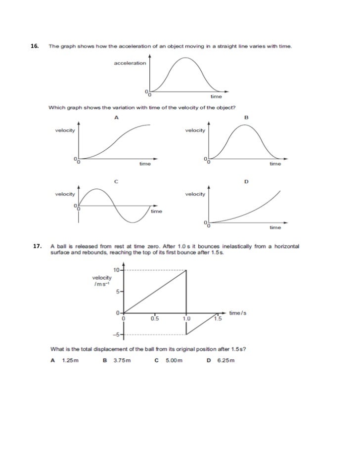 Kinematics worksheet