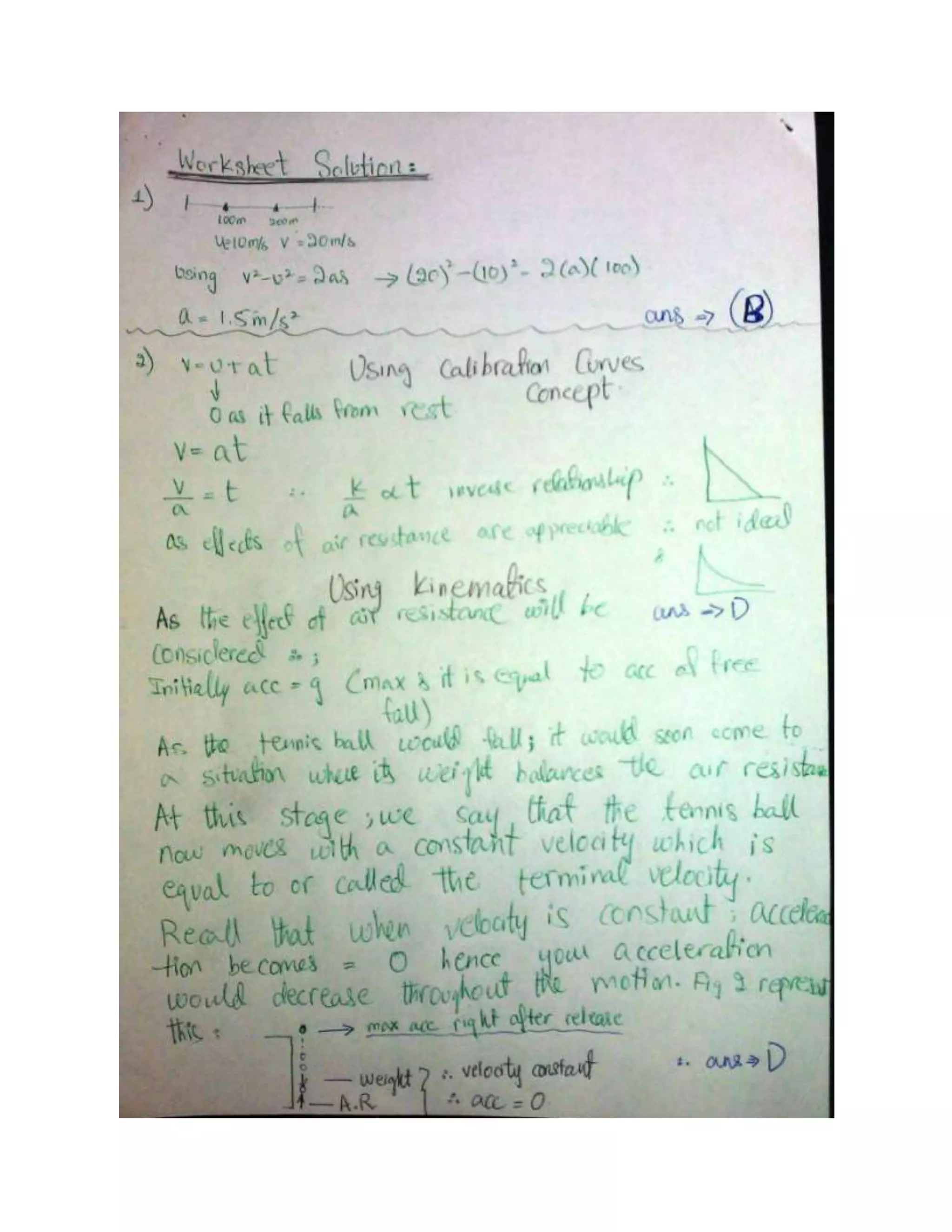 Kinematics worksheet solution | PDF