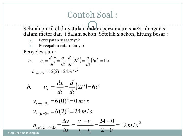 Contoh Soal Kinematika Partikel Jejak Pelajar