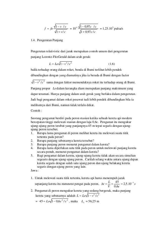 10 Contoh Soal Relativitas Kumpulan Contoh Soal