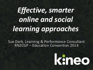 Effective, smarter
online and social
learning approaches
Sue Dark, Learning & Performance Consultant
RNZCGP – Education Convention 2014
 