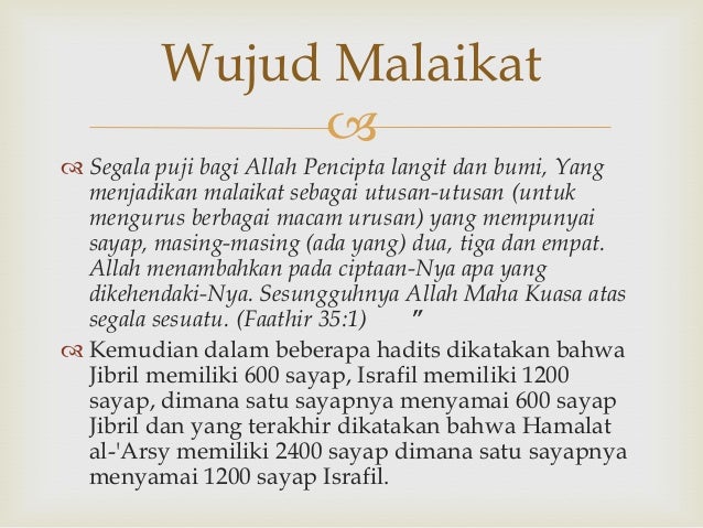 Malaikat Tidak Dapat Dilihat Oleh Mata Karena Malaikat Bersifat