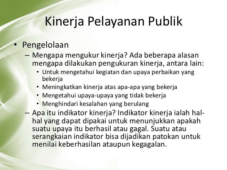 Kinerja pelayanan publik