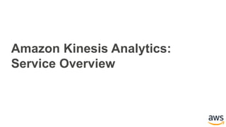 Amazon Kinesis Analytics:
Service Overview
 