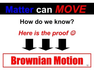 Matter  can   MOVE   Brownian Motion How do we know? Here is the proof   