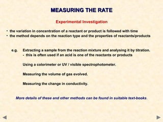 Investigating Rates Chemical KINETICS rate of reactions AS level | PPT