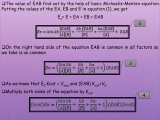 Kinetics of multi substrate enzyme catalyzed reaction | PPTX