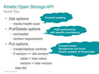 Kinetic Open Storage API
•
–

•
–
–

•
–
–

 